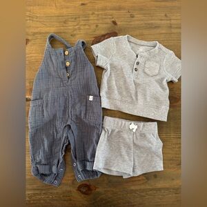Baby Overalls and Set - Gray and Blue Little Planet (Organic) and Carters
